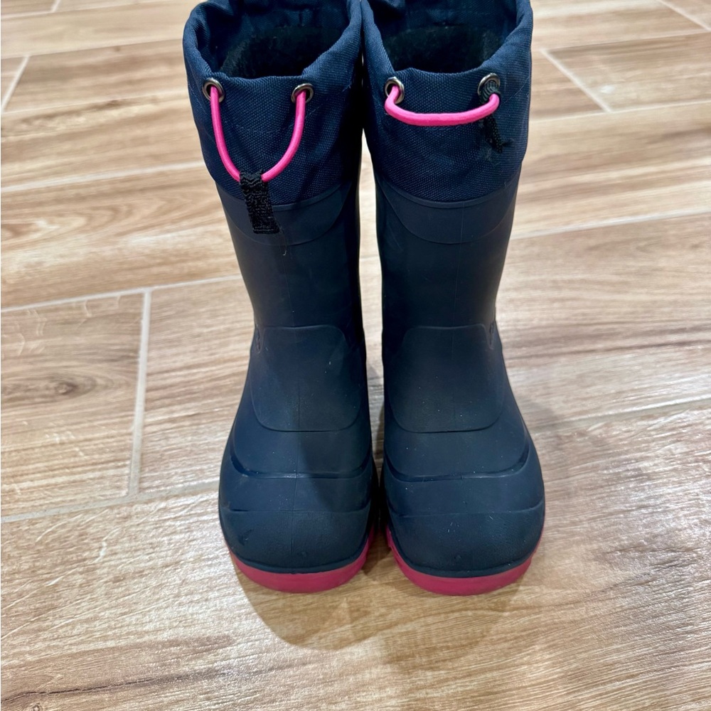Kamik Snobuster Snow & Rain Boots, Navy with Pink Trim, Kids Size 12